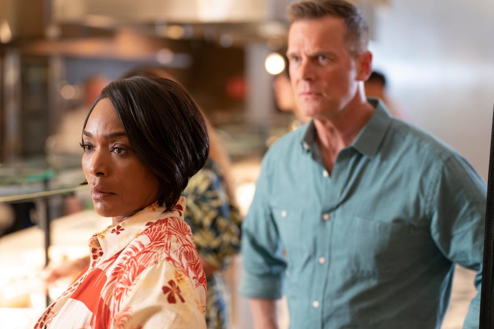 Athena (Angela Bassett) and Bobby (Peter Krause) face a honeymoon cruise-ship disaster in the Season 7 premiere of ABC's rescue drama "9-1-1," airing March 14.