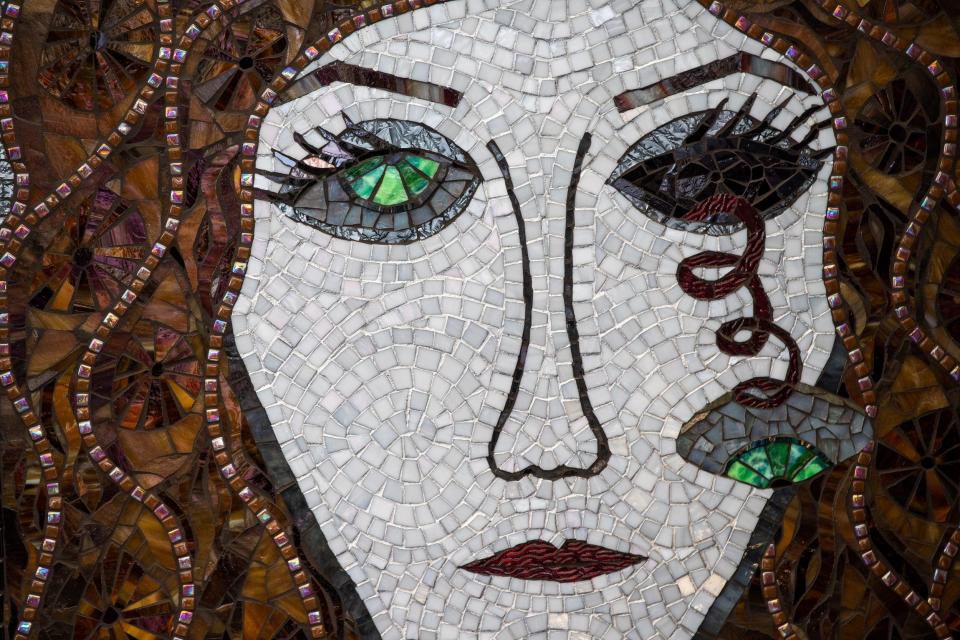 Glass mosaic tile art by Louisville artist Tracy Pennington for sale at the 2021 St. James Court Art Show. "I've been coming for 11 years," Pennington said. "For me, it's not even about the sales. It's about being an artist and getting your work out there for people to interact with." Oct. 1, 2021