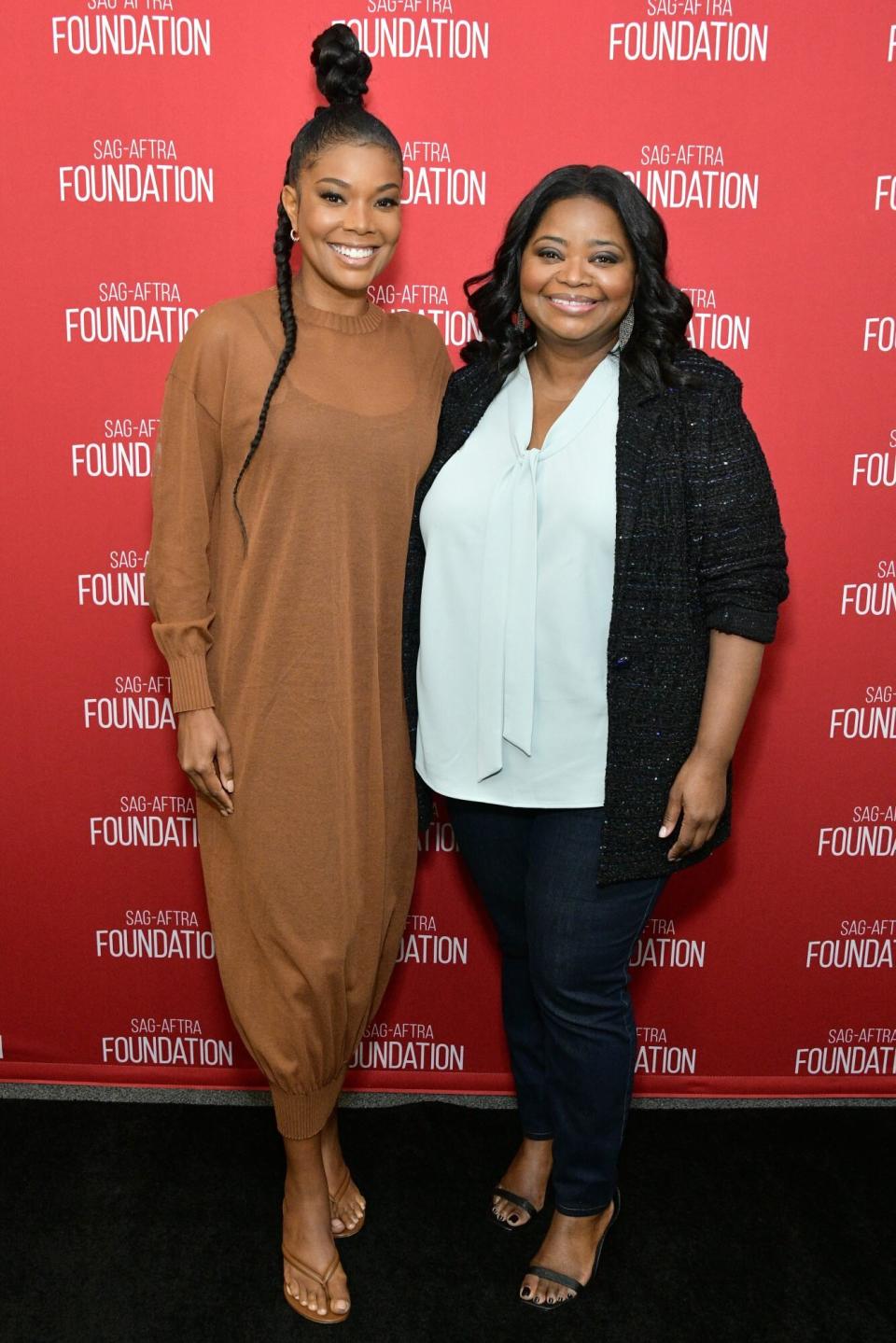 LOS ANGELES, CALIFORNIA - NOVEMBER 26: Gabrielle Union and Octavia Spencer attend the SAG-AFTRA Foundation Conversations - Career Retrospective: Gabrielle Union event at SAG-AFTRA Foundation Screening Room on November 26, 2022 in Los Angeles, California. (Photo by Araya Doheny/Getty Images)
