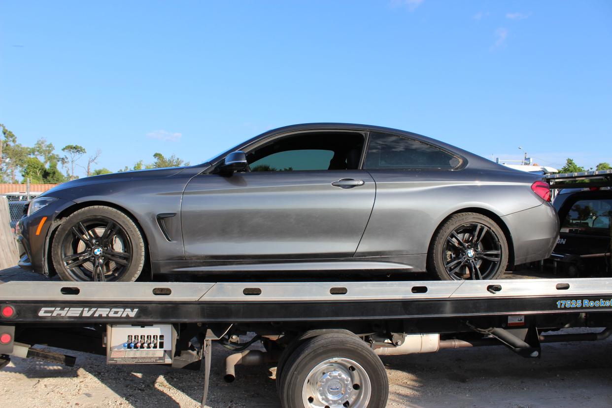 Impounded: This 2019 BMW 440I was impounded by the Florida Highway Patrol after troopers charged Alan Daniel Bustillo-Nunez, 19, of Naples, with recklessly driving and racing on Interstate 75, north of Bonita Beach Road at more than 120 mph on Saturday, May 27, 2023.
(Photo: Special to The News-Press)