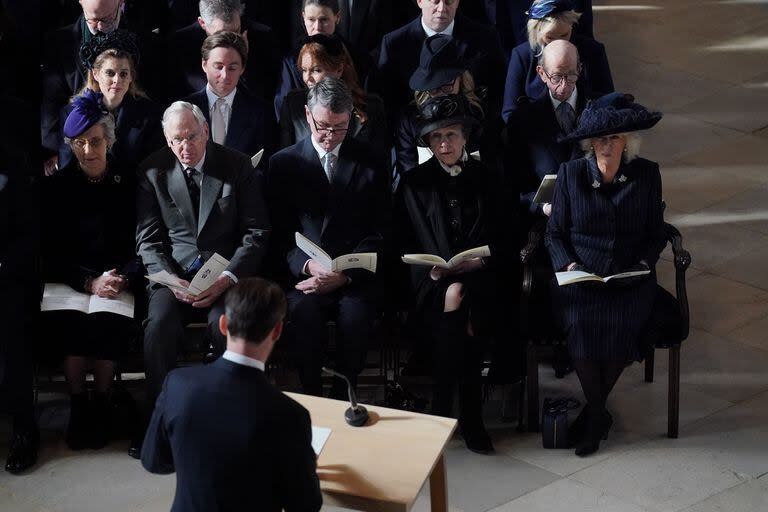 La Familia Real británica en el Servicio de Acción de Gracias por el rey Constantino de los Helenos en la Capilla de San Jorge el 27 de febrero de 2024 en Windsor, Inglaterra. 