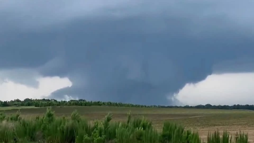 A tornado is seen on the ground June 14, 2023, in Blakely, Georgia. - Rand McDonald/AP