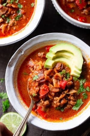 Beef and Bacon Chili on a plate