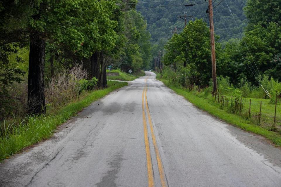 After the water receded, the roadway was again visible in Breathitt County, Ky.