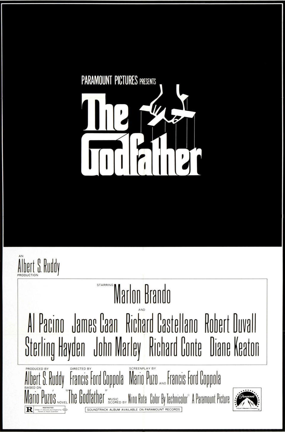 The theatrical poster for "The Godfather"