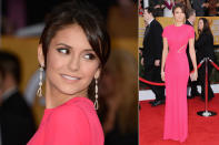 Hallo, wen haben wir denn da? „Vampire Diaries“-Star Nina Dobrev sah in ihrem Cut-Out-Kleid von Elie Saab einfach zum Anbeißen aus.