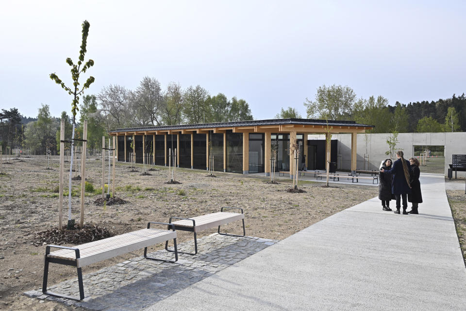 The Holocaust Memorial of Roma and Sinti is seen before the opening ceremony, in Lety, Czech Republic, Tuesday, April 23, 2024. (Lubos Pavlicek/CTK via AP)