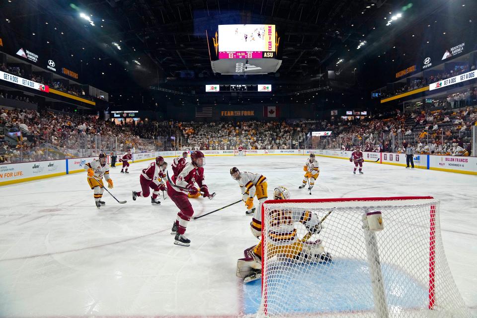 October 14, 2022; Tempe, Ariz; USA; ASU takes on Colgate during a game at Mullett Arena.