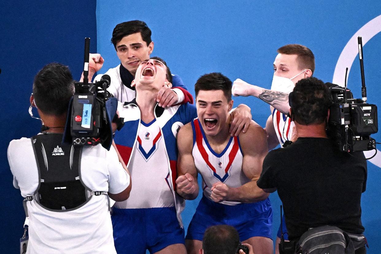 Denis Abliazin, Russia's David Belyavskiy, Russia's Artur Dalaloyan and Russia's Nikita Nagornyy