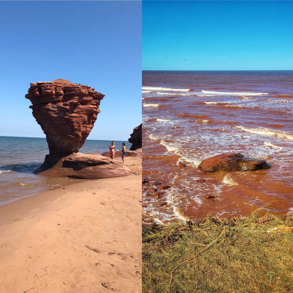 <p>The landmark at Thunder Beach, P.E.I.'s iconic Teacup Rock is gone after the post-tropical storm Fiona. It was one of the Island's most photographed rock formations.</p> 