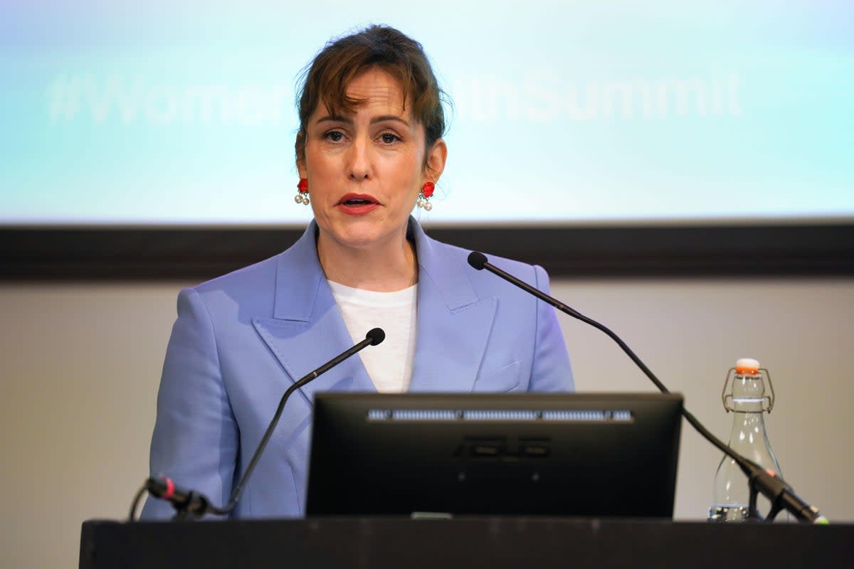 Health Secretary Victoria Atkins delivers a keynote speech on women’s health strategy during the Women’s Health Summit (PA Wire)