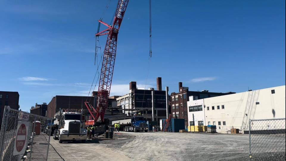 Binghamton's Water Street parking garage construction continues on Friday, May 3, 2024.