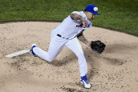 New York Mets' Taijuan Walker delivers a pitch during the second inning of the team's baseball game against the Atlanta Braves on Saturday, May 29, 2021, in New York. (AP Photo/Frank Franklin II)