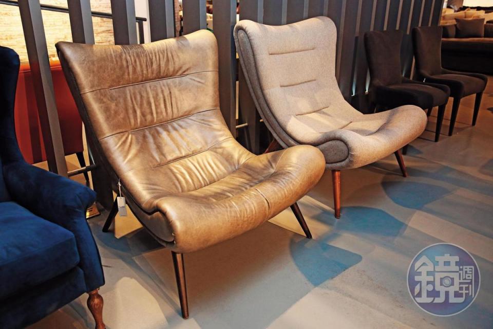 商億製作的皮躺椅符合人體工學，坐感紮實，包覆性強。