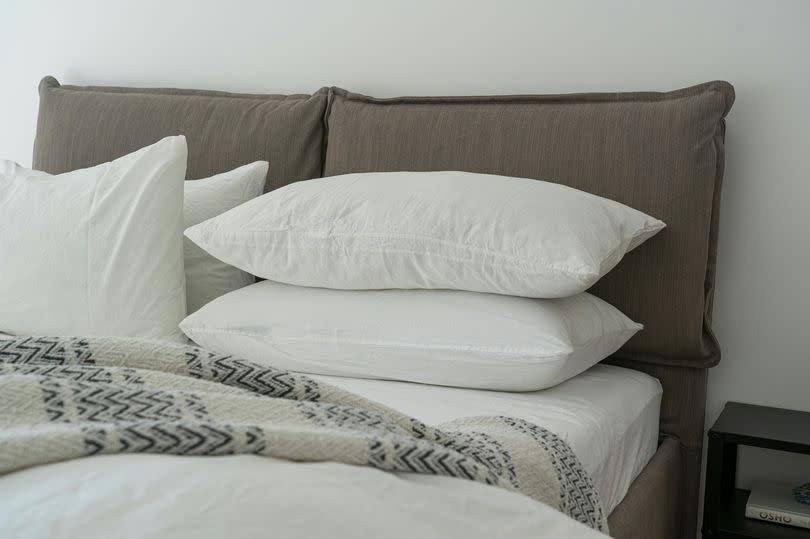 pillows on a bed