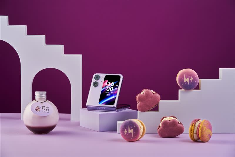 OPPO x Melting Finger x 發發，跨界聯名推出「紫感下午茶」組合。（圖／OPPO提供）