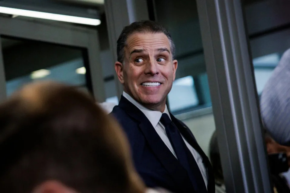 Hunter Biden leaves following a closed-door deposition before the House Committee on Oversight and Accountability, and House Judiciary Committee on February 28, 2024. Hunter Biden has now dropped a defamation lawsuit against Fox News (Getty Images)