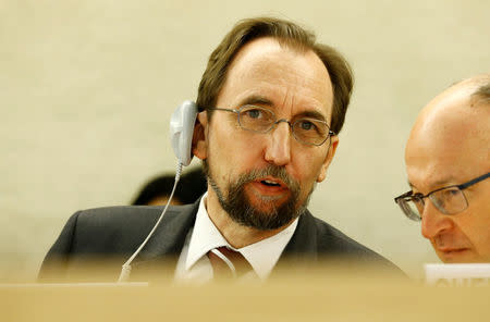 United Nations High Commissioner for Human Rights Zeid Ra'ad Al Hussein attends the Human Rights Council in Geneva, Switzerland June 6, 2017. REUTERS/Denis Balibouse