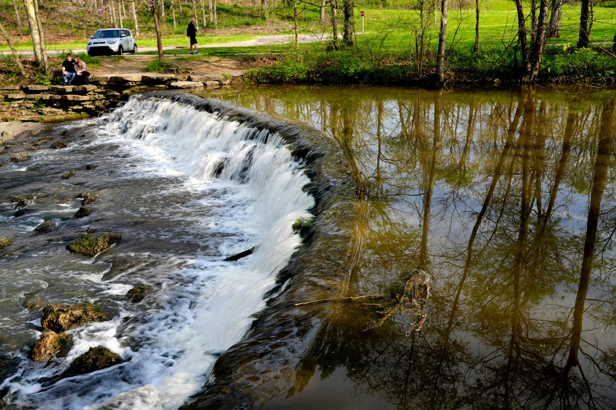 The Buckeye Falls area on Sharon Creek in Sharon Woods park. The water being drained from Sharon Lake will flow into Sharon Creek.