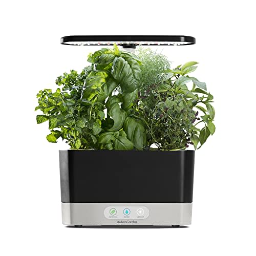 AeroGarden Harvest Indoor Garden Hydroponic System with LED Grow Light and Herb Kit, Holds up to 6 Pods, Black (AMAZON)