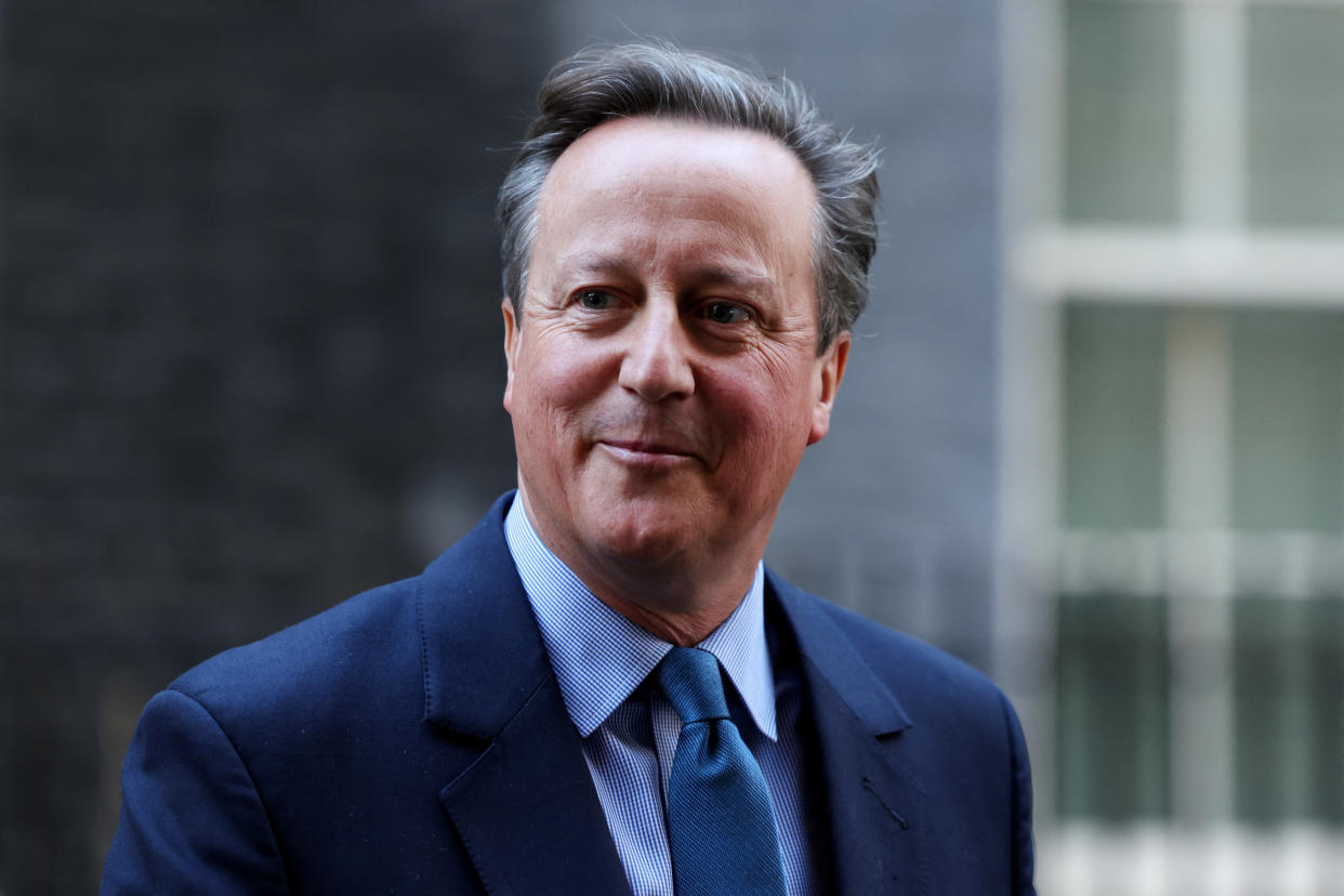 Britain's former Prime Minister and newly appointed Foreign Secretary David Cameron walks outside 10 Downing Street in London, Britain November 13, 2023. REUTERS/Suzanne Plunkett