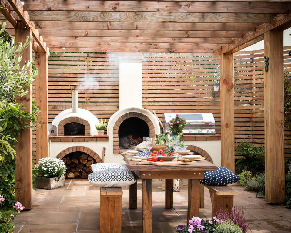Build a pergola for an outdoor kitchen