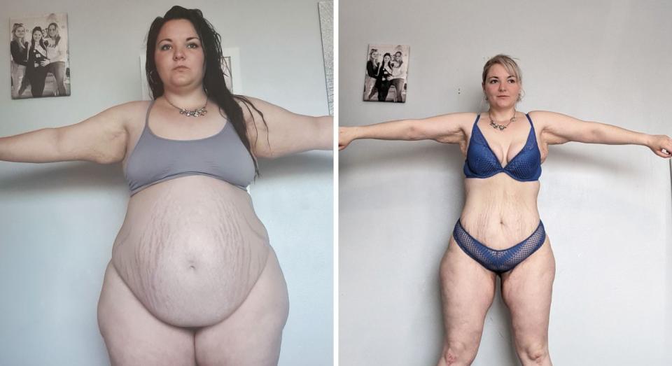 Morrison pictured before and after her weight loss. (Cassie Morrison/Caters)