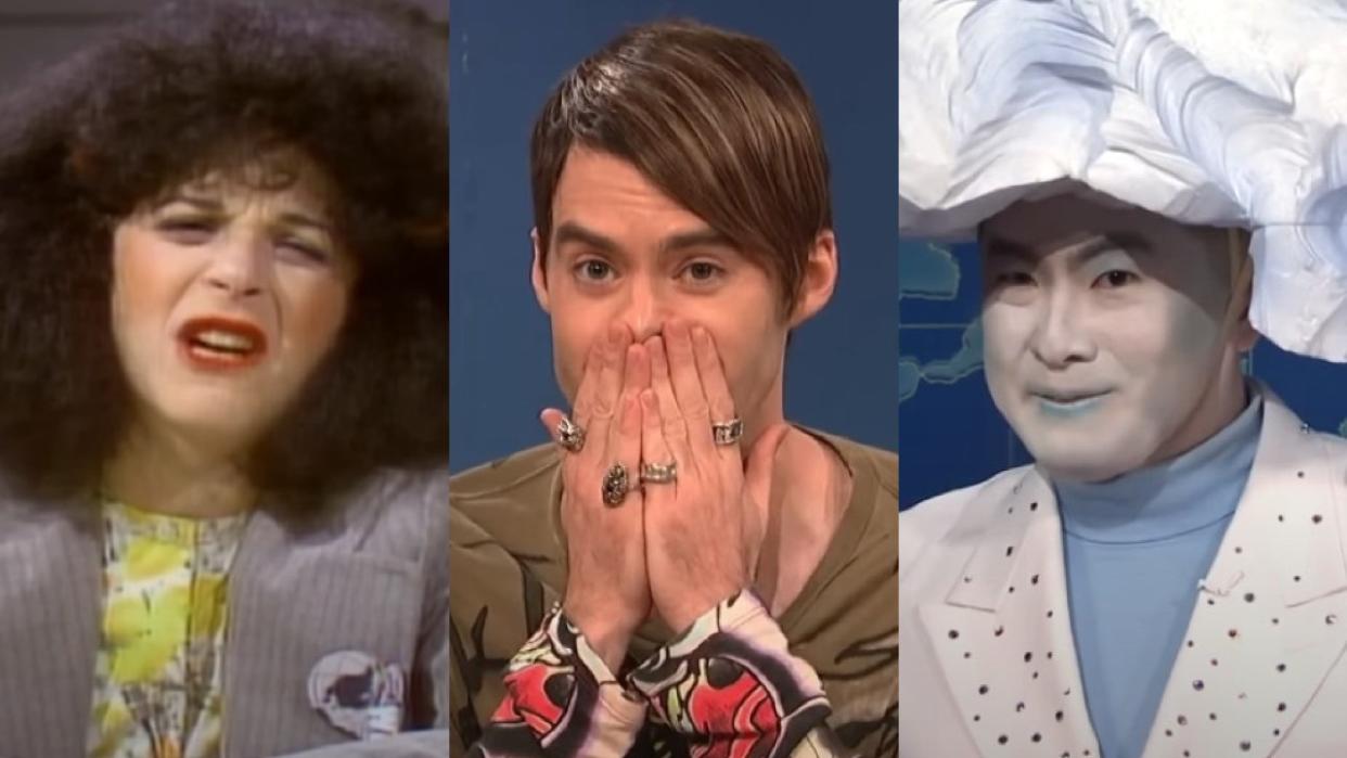  From left to right: Roseanne Roseannadanna, Stefon and The Iceburg on Weekend Update. 