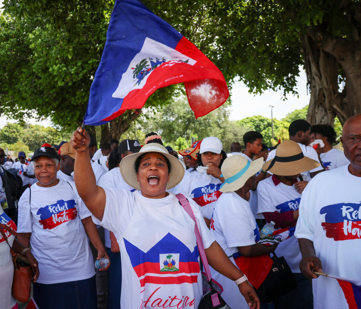 A march in Miami in July to bring awareness to escalating gang violence and kidnappings in Haiti. (Carl Juste / Miami Herald/TNS via Getty Images file)