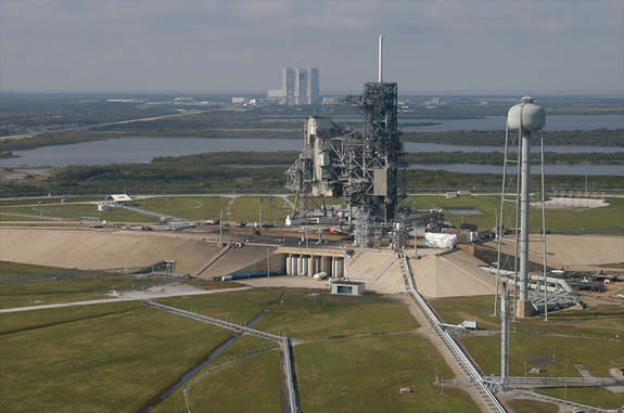 Aerial view of Launch Pad 39A at NASA's Kennedy Space Center in Florida. NASA has chosen SpaceX to negotiate a lease for use of the historic complex to launch the company's rockets.