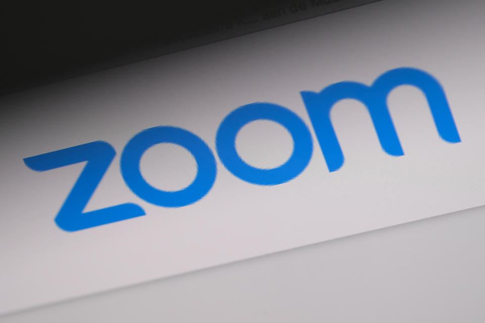 KATWIJK, NETHERLANDS - APRIL 4: In this photo illustration, the logo of  Zoom Video Communications Inc is seen on April 4, 2020 in Katwijk, Netherlands.  (Photo by Yuriko Nakao/Getty Images)"n