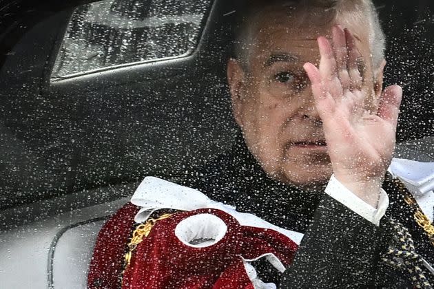 Prince Andrew en route to the coronation. 