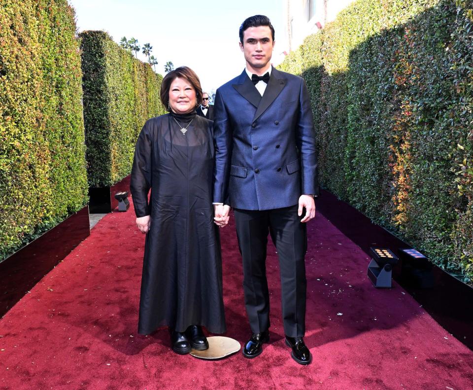 Sukyong Melton and Charles Melton at the 2024 Golden Globes.