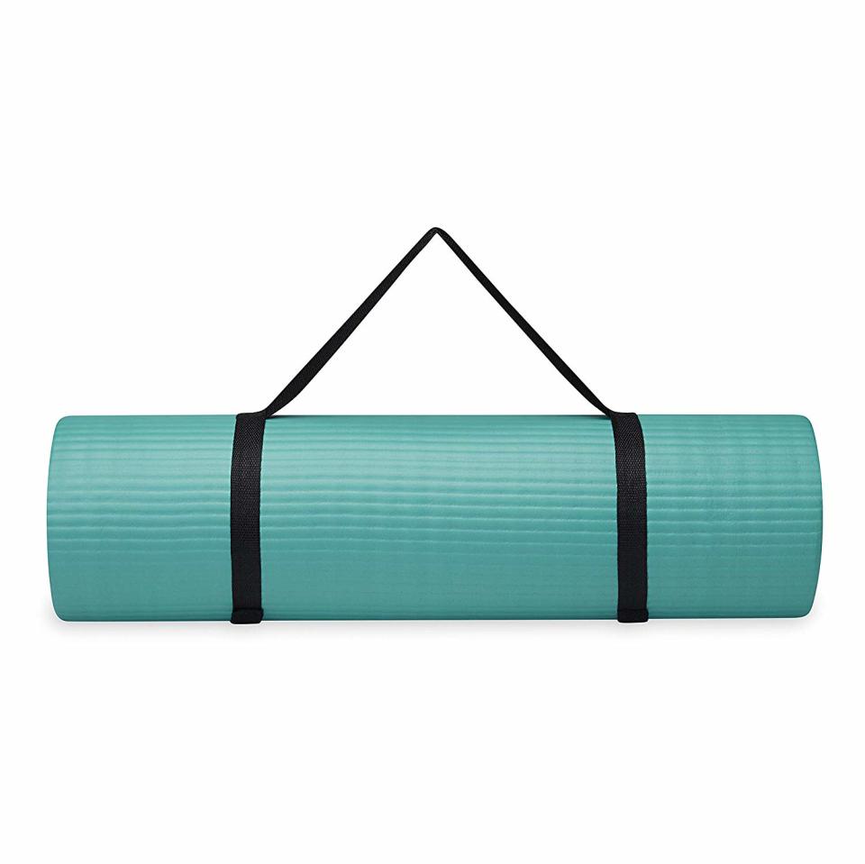 Gaiam Essentials Thick Yoga Mat Fitness & Exercise Mat with Easy-Cinch Yoga Mat Carrier Strap. (Photo: Amazon)