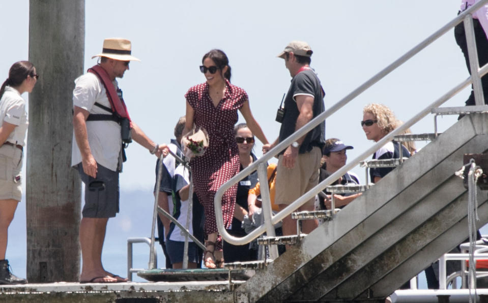 Meghan Markle flew from Sydney to Hervey Bay with her husband Prince Harry on Monday. Photo: Media Mode