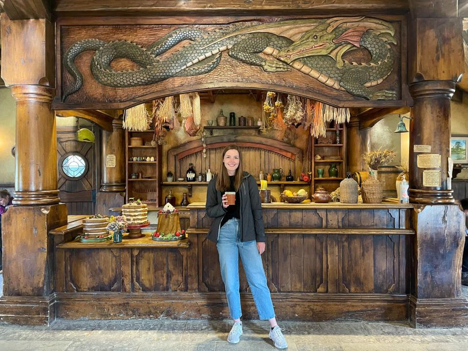 The author in the Green Dragon Inn at the Hobbiton Movie Set.