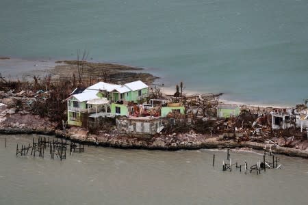 Destroyed houses are seen in an aerial photograph after Hurricane Dorian on the island of Great Abaco