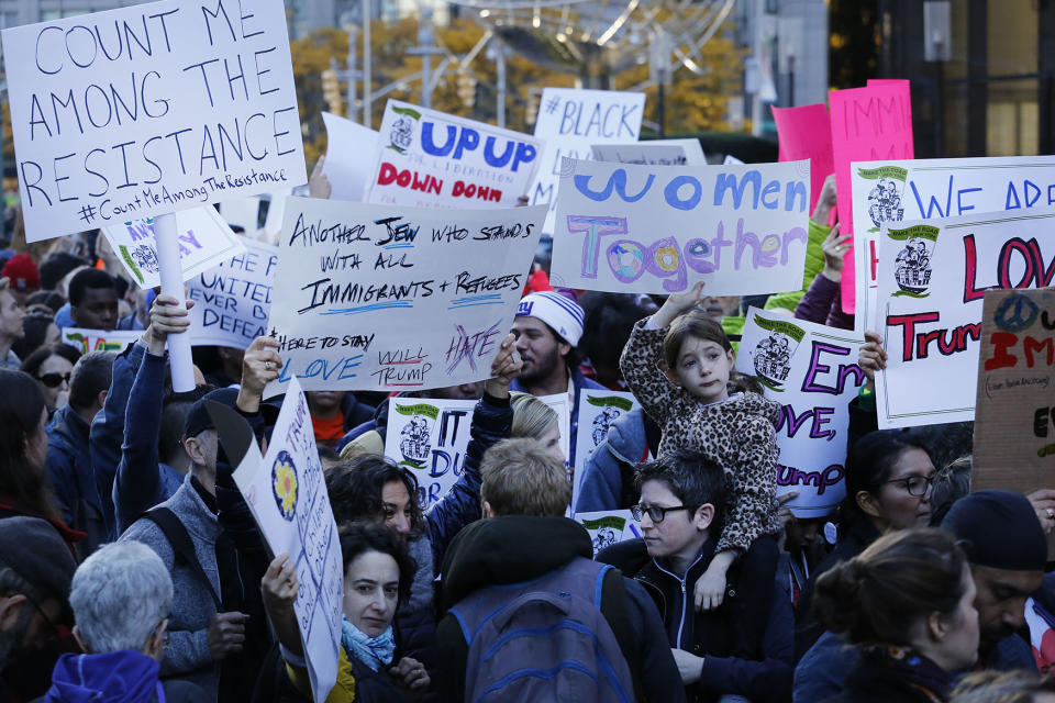 Tens of thousands protest Trump’s election victory