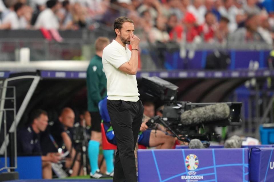 Gareth Southgate watches on from the touchline during England's draw with Denmark <i>(Image: PA)</i>