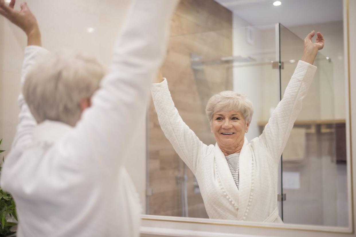 Senior in the bathroom