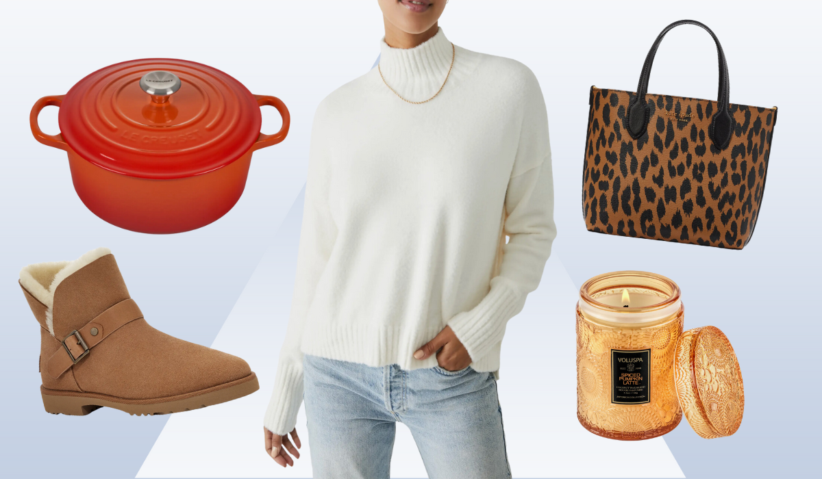 shoes, Dutch oven, sweater, bag, candle
