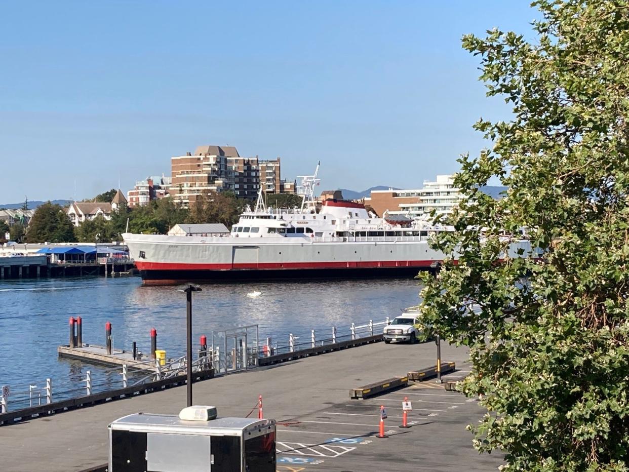 Black Ball Ferry Coho arrives at the Inner Harbor.