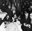 <p>Here, Taylor and husband Richard Burton—from her fourth, and most iconic, marriage—celebrate the holidays at Gstaad Ski Resort in Switzerland in 1964 with friends Mr. and Mrs. John Sullivan.</p>