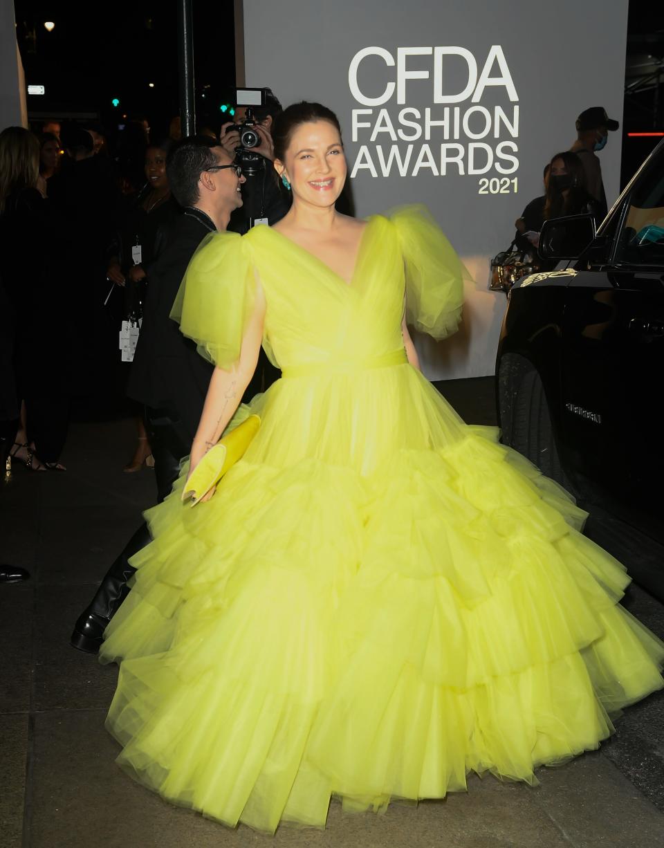 Drew Barrymore at the 2021 CFDA Awards