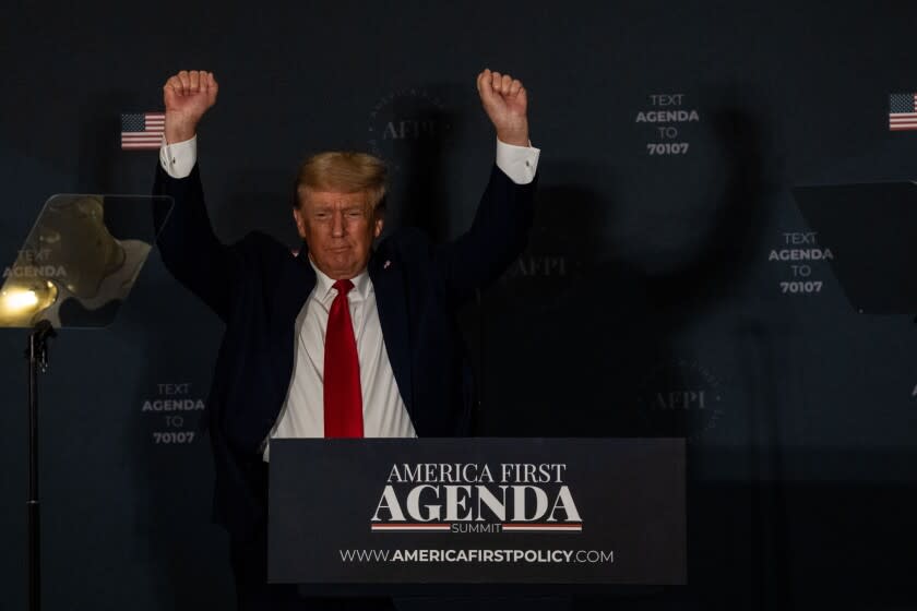 WASHINGTON, DC - JULY 26: Former President Donald Trump speaks at the American First Policy Institute's America First Policy Institute's America First Agenda summit at the Marriott Marquis on Tuesday, July 26, 2022 in Washington, DC.The non-profit think tank was formed last year by former cabinet members and top officials in the Trump administration to create platforms based on his policies. (Kent Nishimura / Los Angeles Times)