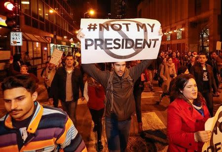 A protest against Donald Trump in Chicago. REUTERS/Kamil Krzacznski