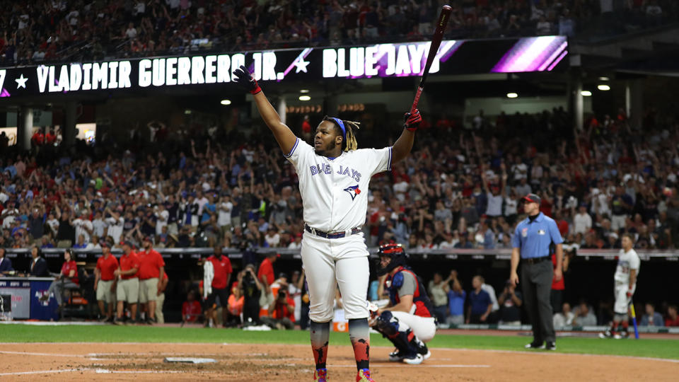 Guerrero Jr.'s performance at the Home Run Derby was a sight to behold. (Photo by Rob Tringali/MLB Photos via Getty Images)