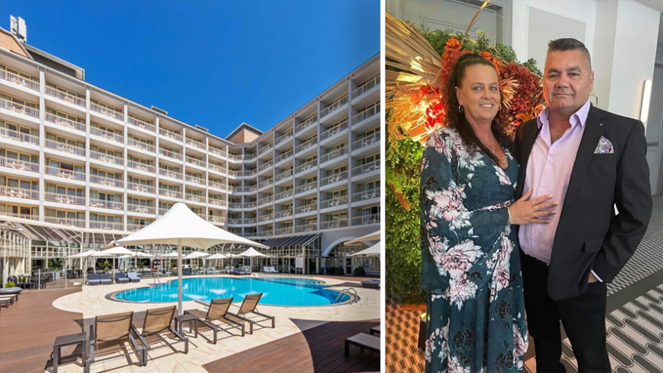 Michelle Oleary and Ted Fields at the gala (right) attended a gala at the luxury  Crowne Plaza Terrigal Pacific. Source:  Crowne Plaza Terrigal Pacific / Supplied