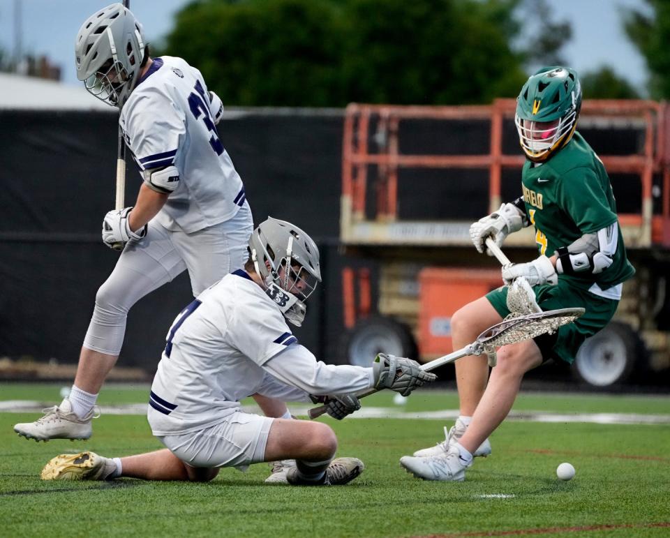 The Westerly Bulldogs vs the Sentinels of Smithfield for the DIV 3 Boys Lacrosse Championship title at Stevenson-Pincince Field at Brown University on June 4, 2023. 