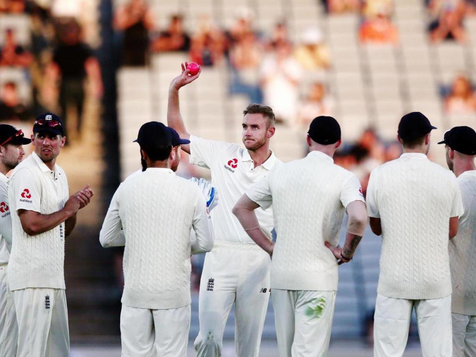 Broad's 400th Test wicket was the sole bright spot of a dark day for the tourists (Getty)